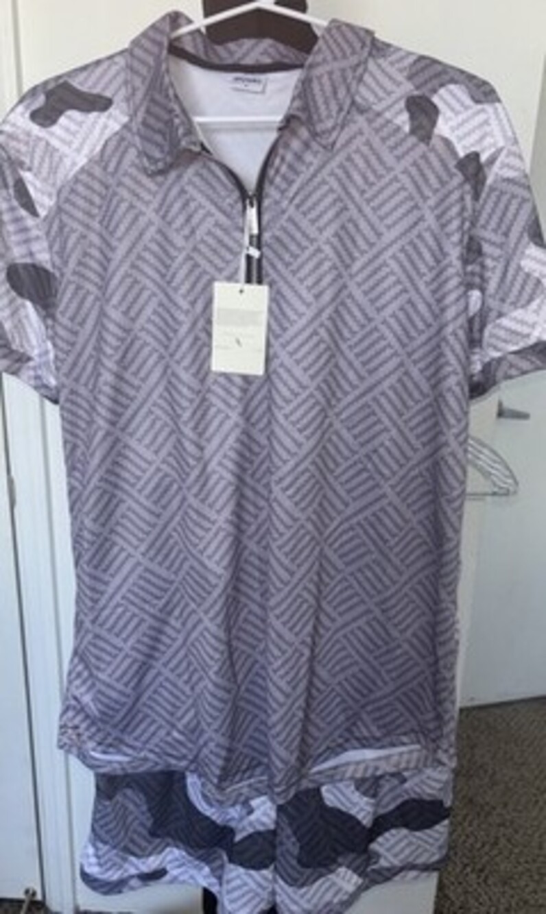 Duval Men's Grey Camo Shirt and Shorts Set Elastic Waist Pockets Size Lg NEW